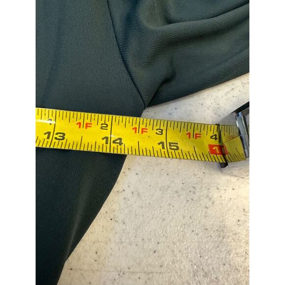 TEN BY BABATON Dark Green Stretch Nylon Wrap & Gathered Evening Dress Sz M C26 - Picture 4 of 6